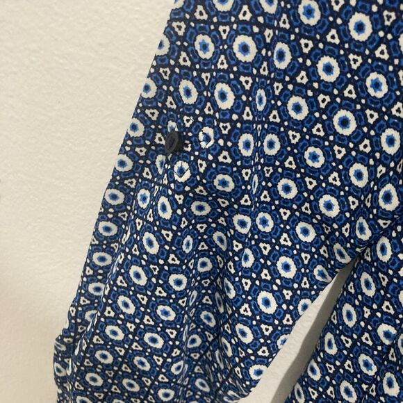 THE LIMITED black white blue geometric scoop neck hi-low hem pullover top XS - Picture 6 of 9